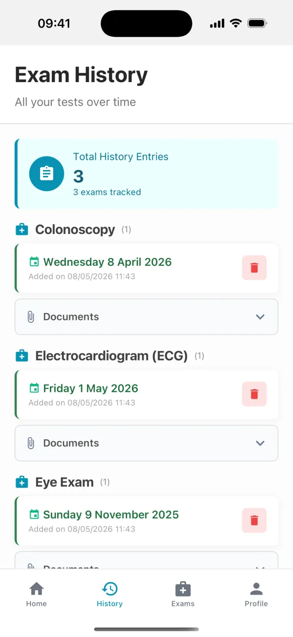 Every check-up you log becomes part of your personal health timeline. No more tr